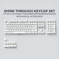 XVX White Round Keycaps MOA Profile Backlit Mechanical Keyboard Caps 104 Keys picture