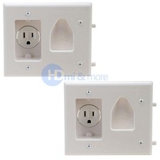 2x Recessed Low Voltage Wall Plate Recessed Power White picture
