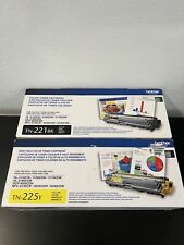 2 Genuine Brother TN-225Y TN225Y Yellow And TN-221BK Black Toner Cartridges picture