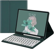QIYIBOCASE Keyboard Case Teal Soft Back Cover with Pencil Holder For iPad picture