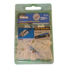 Ideal CAT5e Feed-Thru RJ-45 Modular Plugs 25 Pack FT-45 Ethernet Network Connect picture