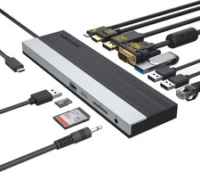 USB C Docking Station Triple Display 12-in-1 Type-C Hub 100W PD3.0 Charging RJ45 picture