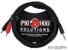 3ft PigHog Stereo Breakout Cable, 3.5mm Stereo Male to Dual RCA Male, AV-003PH picture