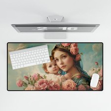 Painting of Mary with Baby Jesus in Roses Desk Mat Christian Faith Mouse Pad picture