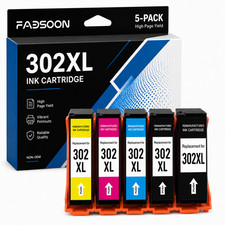 302XL 5PK BK/PBK/C/M/Y With Chip Ink Cartridge Replacement for XP-6000 XP-6100 picture