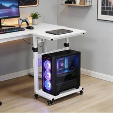 Adjustable Height Rolling Computer Stand, 2-Tier Mobile CPU Tower & Printer Cart picture