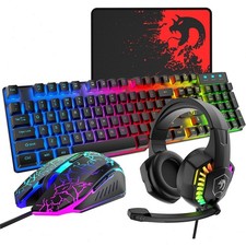 ZIYOULANG T11Wired Rainbow LED Backlit Keyboard Mouse OverEar Headphone Mice Pad picture