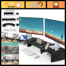 Extra Long Wooden Dual Monitor Stand Riser, 2 Slots, Supports Up to 22lbs picture