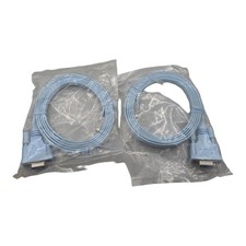Lot of 2 Cisco Console Cable DB9 Female to RJ45 Male Blue Serial 6ft 72-3383-01 picture
