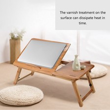 Natural Wooden Bamboo Laptop Stand Multi-Purpose Desk for Bed Sofa Fl picture