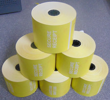 6 PACK of SUPER High Security YELLOW Thermal Printer Paper. picture