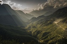 Landscape nature forest mountains sun Custom Gaming Mat Desk picture