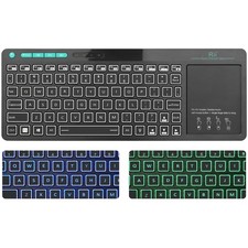 Rii RT518S Bluetooth 2.4GHz Wireless Keyboard Trackpad Blue Green Backlit picture