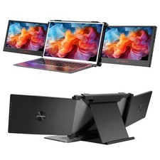 Triple Laptop Screen Extender Dual Portable Monitor Folding Display 1080P +Stand picture