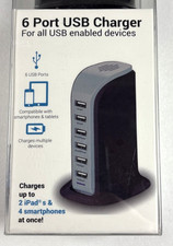 Aduro 6-Port USB Desktop Charging Station Hub Wall Charger Blue picture