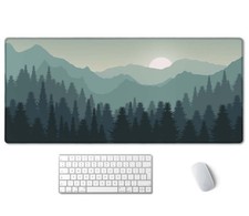 Sunset Mountains Landscape Green Desk Mat Extra Large Gaming Mouse Pad Laptop picture