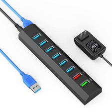 8Port Powered USB 3.0 Hub 36W Adapter 2 Fast Charging Ports Splitter Laptop PC picture