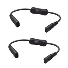 2 PCS IEC 320 C8 Male To C7 Female Power Extension Cable 0.3m/1FT Switch 18/2 picture