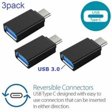 x3 (3pack) USB-C Type C 3.1 Male to USB 3.0 Female Converter Adapter OTG Black picture