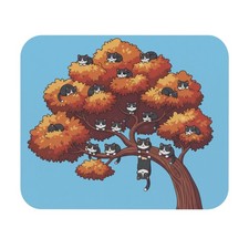 Fall Halloween Tree Tuxedo Cat Mouse Pad (Rectangle) feline lover office desk picture
