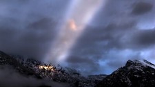 Landscape mountains sunbeams clouds purple snow nature Custom Gaming Mat Desk picture