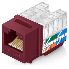 Everest 90 Degree RJ45 Cat6 Keystone Jacks Slim Profile 100-Pack Red picture