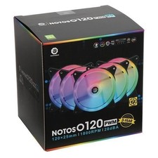 5 pack Bitspower NOTOS O120 120mm PWM 4-Pin ARGB Black Case Fan 1800RPM 25mm picture