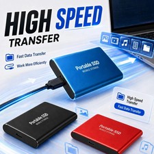 Portable External SSD 1TB 2TB 4TB 16TB USB 3.1 Type-C High Speed Blue FAST SHIP. picture