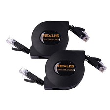 REXUS 2-Pack Retractable Cat 6 Flat Ethernet Network Cable 6.6 FT, 10 Gigabit... picture