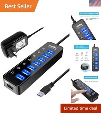 8-Port USB 3.0 Hub with Smart Charging & Individual Switches for Fast Data Sync picture