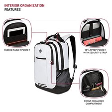 SWISSGEAR CECIL 5505 LAPTOP BACKPACK, FITS 16 INCH LAPTOP, WHITE TARPAULIN picture