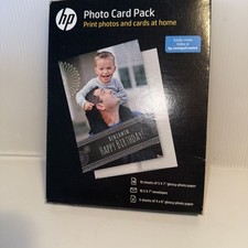 NIB HP Photo Card Pack 10 Sheets 5x7 w/Envelopes+5 Sheets 4x6 Glossy Photo Paper picture