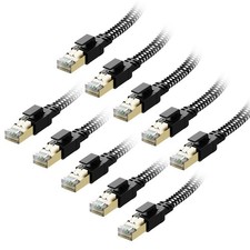 Braided Cat 8 Ethernet Cable 40Gbps 2000MHz Flat RJ45 Network Indoor 3ft 10PCS picture