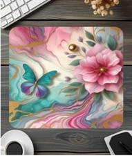 Watercolor Butterfly and Flowers Mouse Pad picture