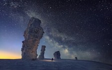 Landscape nature long exposure starry night milky way Custom Gaming Mat Desk picture