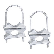 2 Kit Double Antenna Mast Clamp V Jaw Bracket with U Bolts Mast to Mast Hardware picture