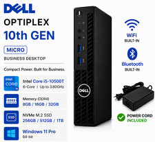 Dell mini Desktop Computer PC Intel i5-10500T 32GB 1TB NVMe WiFi Win11 W/office picture