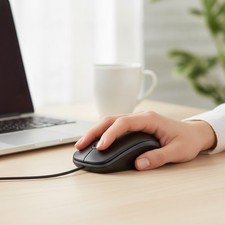 Logitech B100 Ambidextrous Wired Mouse - Ergonomic Design & 800 DPI Sensitivity picture