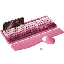 Colorful Wireless Computer Keyboard and Mouse Combo with Phone Holder, Wrist ... picture