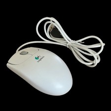 EUC Logitech Universal Wired USB Trackball First / Pilot Wheel Mouse - M-BE58 picture
