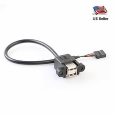 9 Pin Motherboard Header to 2 Ports USB 2.0 Female Cable Adapter for PC picture