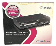 Aluratek 4 Port USB 2.0 Device Sharing DVI KVM Switch 480 Mbps NOS Factory Seal picture