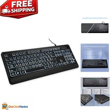 Full Size USB Wired Keyboard with White LED Backlight - Perfect for Offices picture
