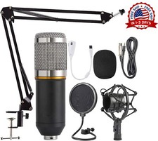 Microfono De Estudio Condensador Con Soporte Giratorio Adaptador Filtro Nailon picture