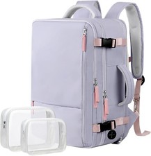 Hanples Extra Large Travel Backpack, GRAY PURPLE, fits 17