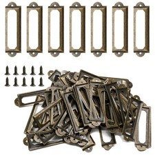 50Pcs Metal Library Label Holders, File Cabinet Label Frames with Screws, Card T picture