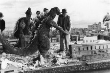 Godzilla  Behind the Scene Mouse Pad Vintage Photo 1956 Classic Monster Movie picture