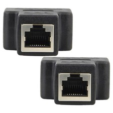 2Pcs Plastic Network Adapter Connector Reusable Durable Rj45 Connector Black picture