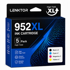 952XL 5PK 2BK/C/M/Y Ink Cartridge OfficeJet Pro 7720 7740 8210 8710 8720 8740 picture