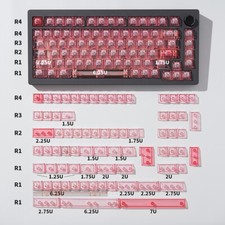 PC UV-print Jade Green/Agate Pink Transparent Keycaps Cherry Profile for MX picture
